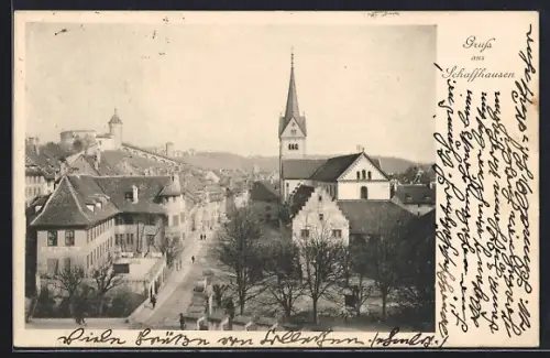 AK Schaffhausen, Ortsansicht aus der Vogelschau