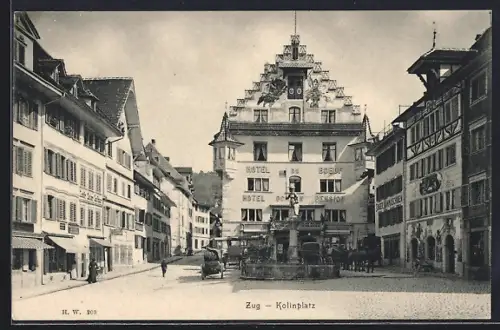 AK Zug, Kolinplatz mit Hotel du Boeuf