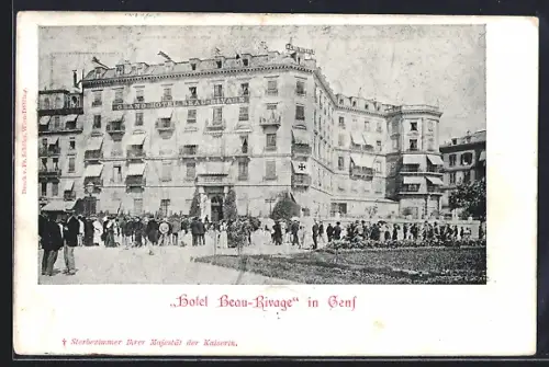 AK Genf-Geneve, Platz vor dem Hotel Beau-Rivage