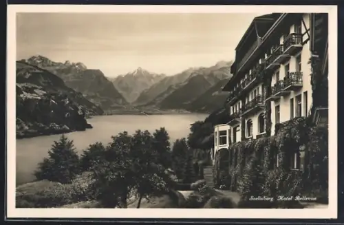 AK Seelisberg, Blick vom Hotel Bellevue auf den See