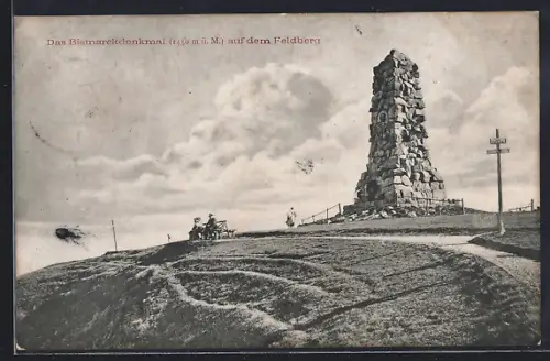 AK Feldberg / Schwarzwald, Bismarckdenkmal mit Wegweiser