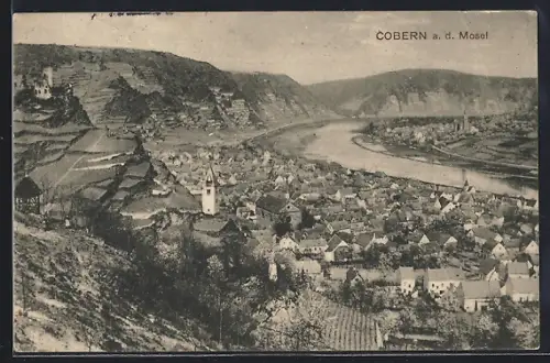 AK Cobern a. d. Mosel, Ort aus der Vogelschau