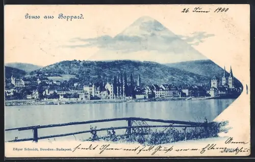 AK Boppard, Uferpartie mit Kirche