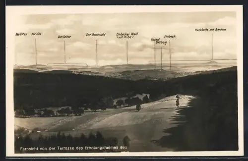 AK Solling bei Dassel, Erholungsheim, Blick von der Terrasse auf Sackwald, Einbeck und Bierberg