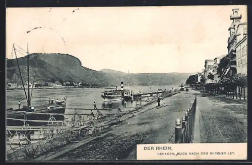 AK Remagen /Rhein, Uferpartie mit Blick nach dem Erpeler Ley
