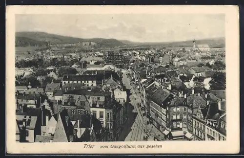 AK Trier, Teilansicht mit Strassenpartie vom Gangolfturm aus gesehen