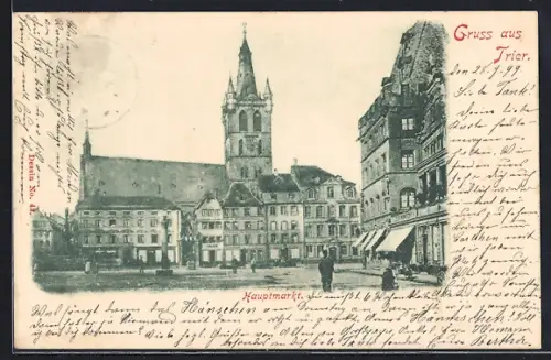 AK Trier, Hauptmarkt mit Kirche