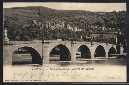 AK Heidelberg, Schloss von jenseits der Brücke