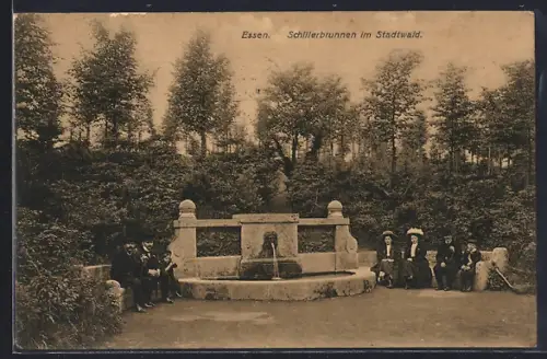 AK Essen / Ruhr, Schillerbrunnen im Stadtwald