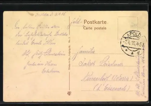 AK Apolda, Karlsplatz mit Geschäften