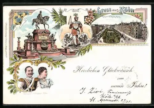 AK Köln-Neustadt, Kaiser Wilhelm-Ring und Denkmal