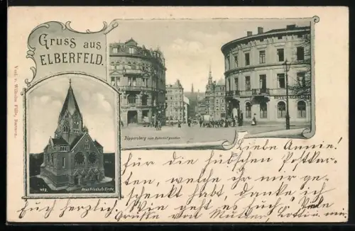 AK Elberfeld, Döppersbergm. Hotel Kaiserhof, Neue Friedhofskirche