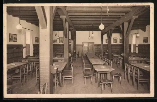 AK Köln-Deutz, Der grosse Tagesraum in der Jugendherberge