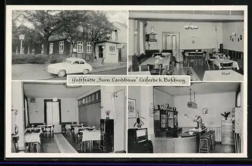 AK Leiferde / Braunschweig, Gaststätte Zum Landhaus, Innenansicht mit Bar und Speiseraum