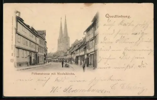 AK Quedlinburg, Pölkenstrasse mit Nicolaikirche