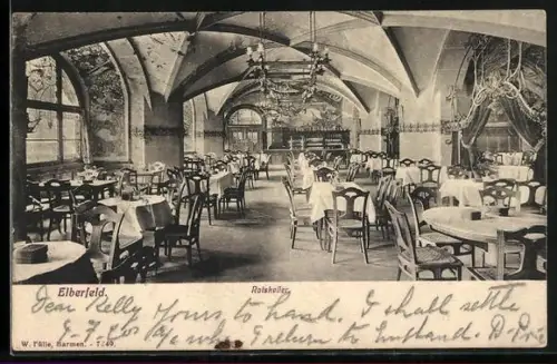 AK Elberfeld, Gasthaus Ratskeller, Innenansicht