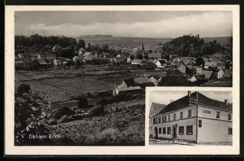 AK Dahlem i. Eifel, Ortsansicht mit Gasthof Müller