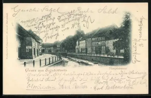 AK Salzdetfurth, Hauptstrasse mit Geschäft von H. Meyer