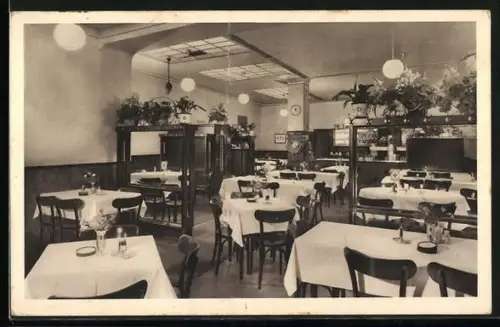 AK Saarbrücken, Hotel Restaurant zum Reichsadler, Viktoriastr. 17, Innenansicht