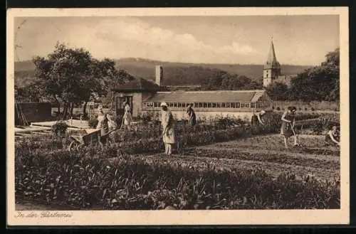AK Wöltingerode b. Vienenburg, Frauen bei der Gartenarbeit an der wirtschaftlichen Frauenschule
