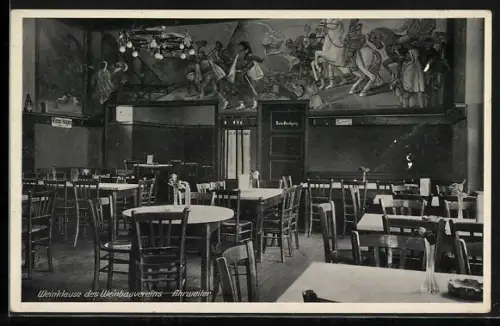 AK Ahrweiler /Ahrtal, Gasthaus Weinklause des Weinbauvereins, Adenbachhutstr., Innenansicht