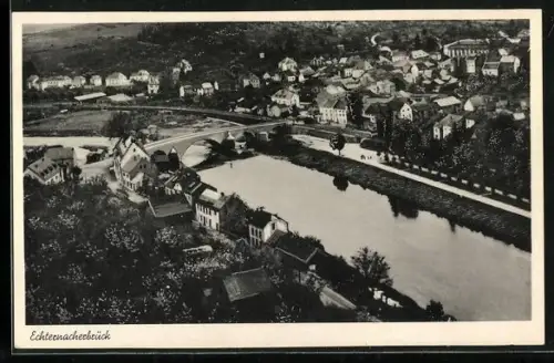 AK Echternacherbrück, Ortsansicht mit Brücke und Fluss