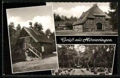 AK Hösseringen /Uelzen, Landtagsplatz, Jugendherberge, Bauernhaus