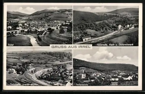 AK Irrel /Trier, Total, Talstrasse, Kalk- und Dolomitwerk, Irreler Mühle, Teilansicht