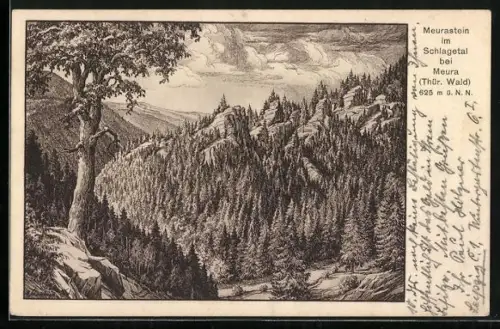 AK Meura /Thür. Wald, Meurastein im Schlagetal