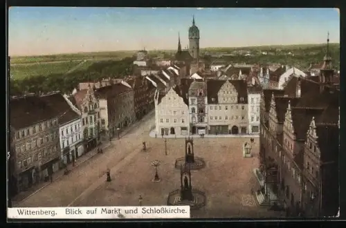 AK Wittenberg / Elbe, Blick auf Markt und Schlosskirche