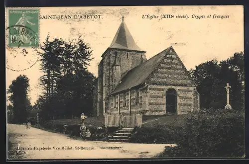 AK Saint-Jean-d`Abetot, L`Église, XIIIe siècle, crypte et fresques