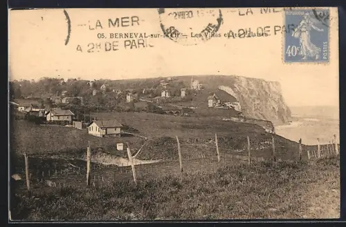 AK Berneval-sur-Mer, Les villas et falaise