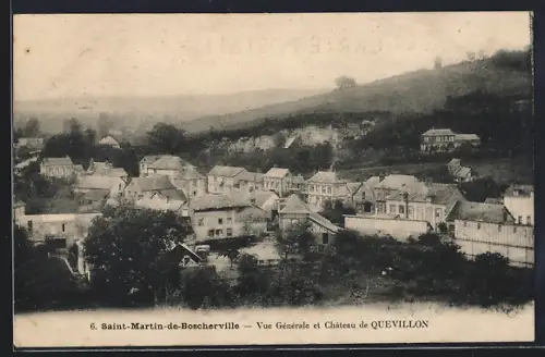 AK Saint-Martin-de-Boscherville, Vue Générale et Château de Quevillon