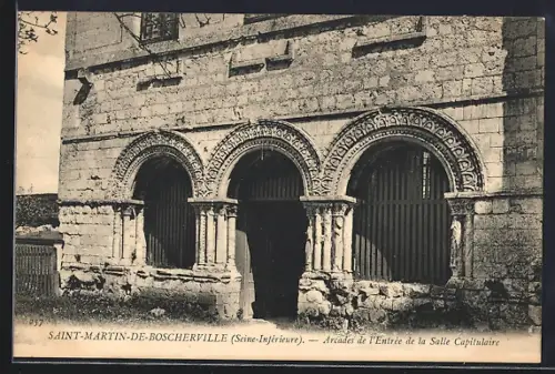 AK Saint-Martin-de-Boscherville /Seine-Inférieure, Arcades de l`Entrée de la Salle Capitulaire