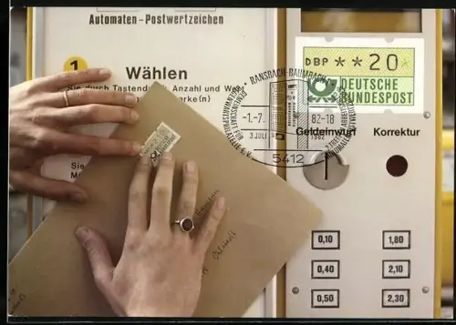 AK Automaten-Postwertzeichen, Wertzeichendrucker von Klüssendorf, Postgeschichte