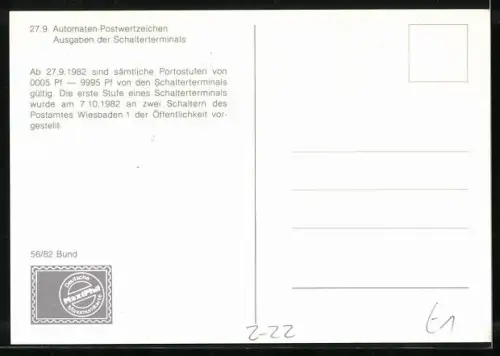 AK Automaten-Postwertzeichen, Ausgaben der Schalterterminals, Postgeschichte