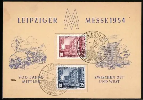 AK Leipzig, Leipziger Messe 1954, Menschen auf dem Weg zur Messe - früher und heute