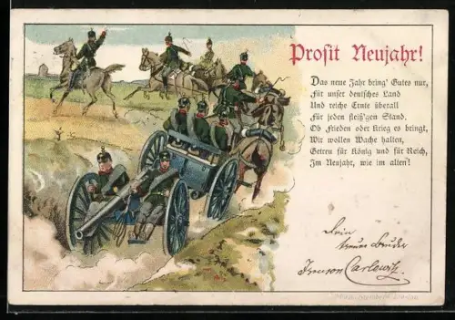 Lithographie Soldaten der Artillerie auf dem Vormarsch