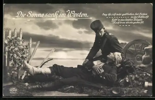 AK Die Sonne sank im Westen, Versorgung eines Verwundeten, Rotes Kreuz