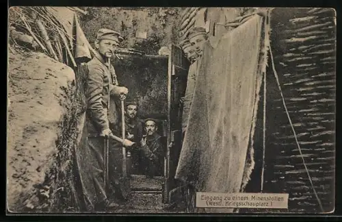 AK Soldaten im Schützengraben, Eingang zu einem Minenstollen