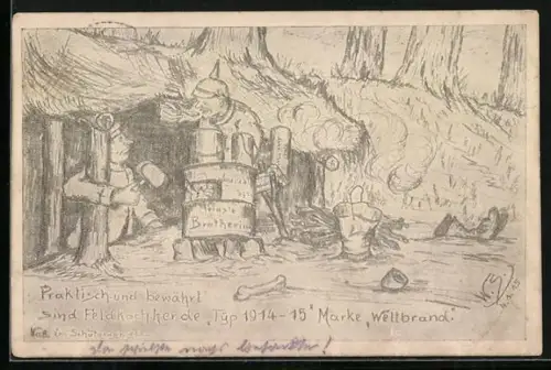 AK Deutsche Soldaten am Feldkochher Marke Weltbrand