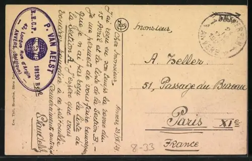 AK Dentellière flamande, Frau beim Klöppeln vor dem Haus