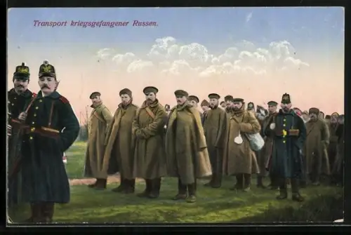 AK Transport kriegsgefangener Russen