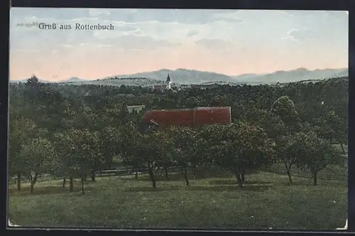 AK Rottenbuch / Obb., Ortspartie mit Bäumen