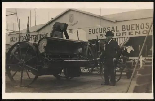 Fotografie Landwirschaft Maschinen, Drescher in der Gasmotoren Fabrik Otto in Buenos Aires