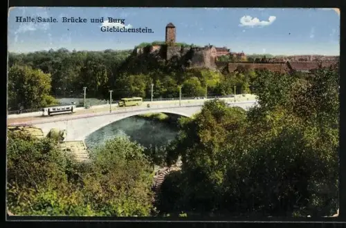 AK Halle /Saale, Brücke und Burg Giebichenstein
