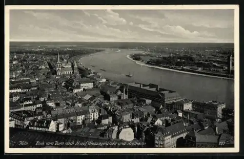 AK Köln, Blick auf Messegelände und Mülheim