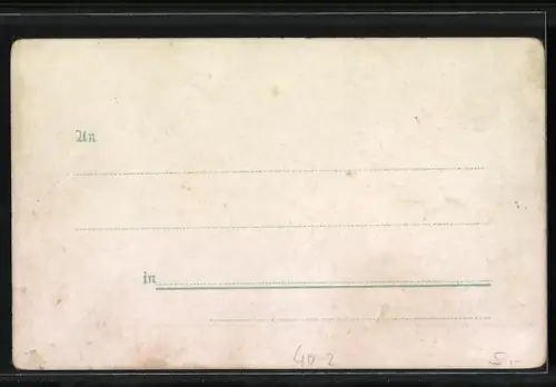 Lithographie Dame mit Schirm und Gedicht