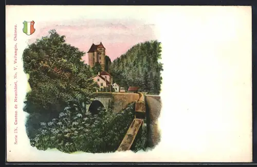 Lithographie Valangin /Neuchâtel, Château