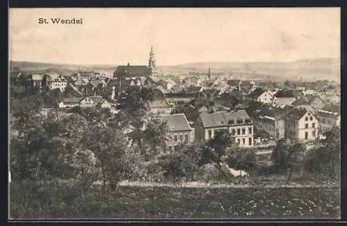 AK St. Wendel, Stadtansicht mit Kirche